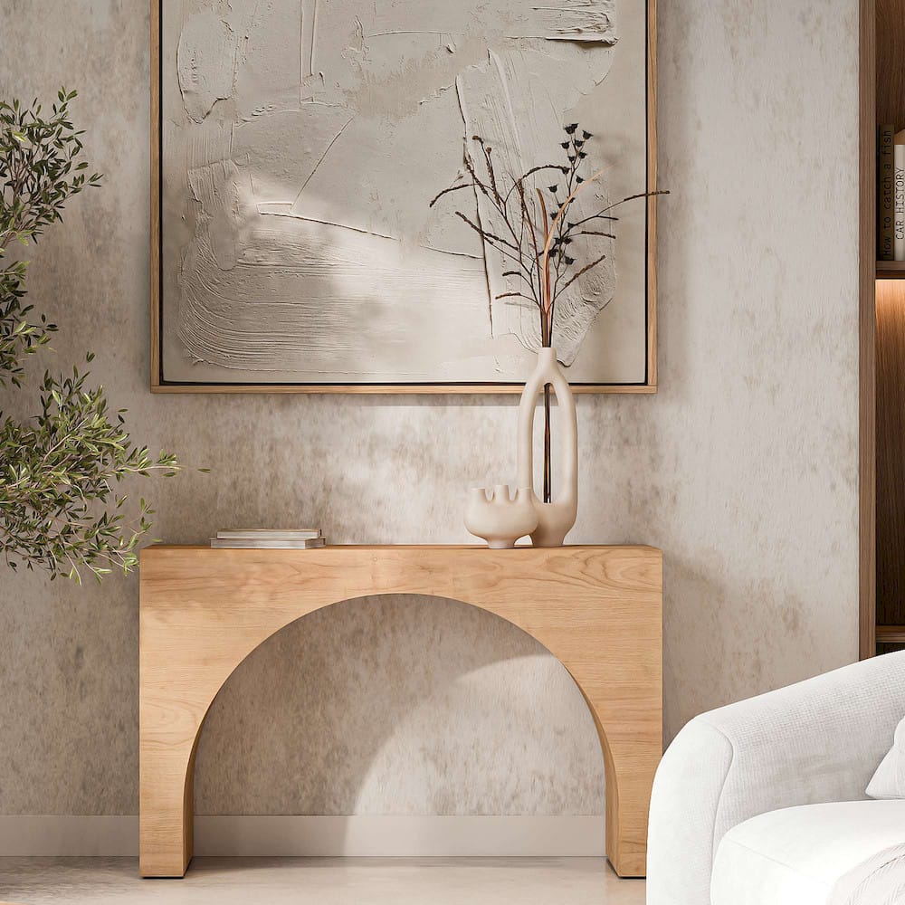 Jofran - Archimedes 48in Arched Wood Modern Rustic Sofa Console Table in Oak - 2430-4 view 7