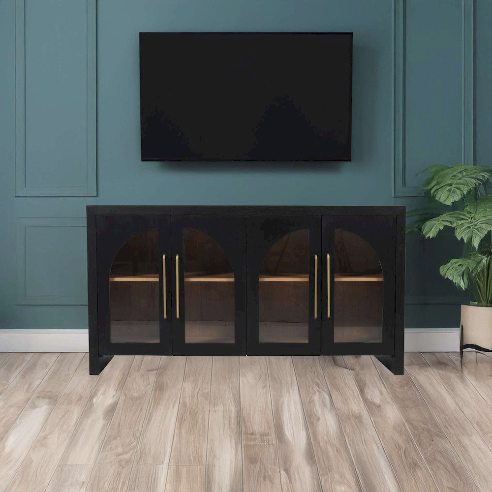 Jofran - Archimedes 60in Curved Arch Four Door Sideboard Storage Cabinet in Black - 2433-60 view 10