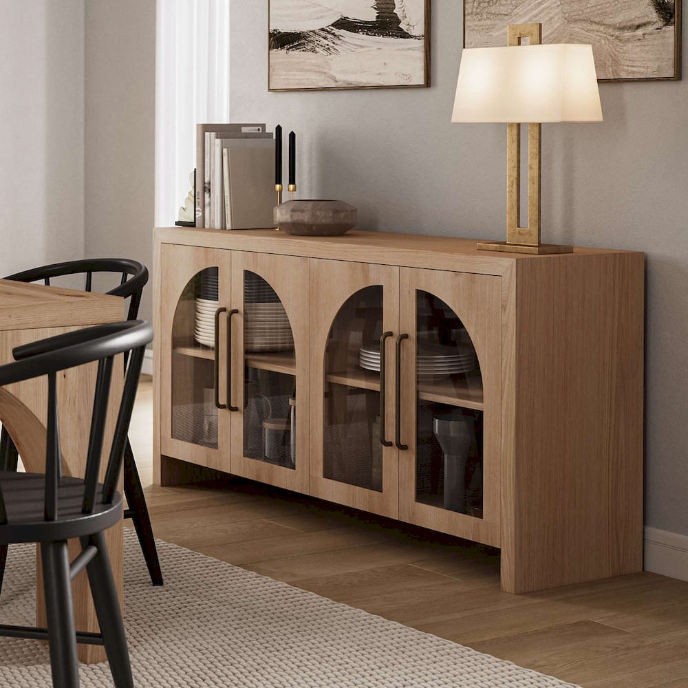 Jofran - Archimedes 60in Curved Arch Four Door Sideboard Storage Cabinet in Oak - 2431-60 view 8