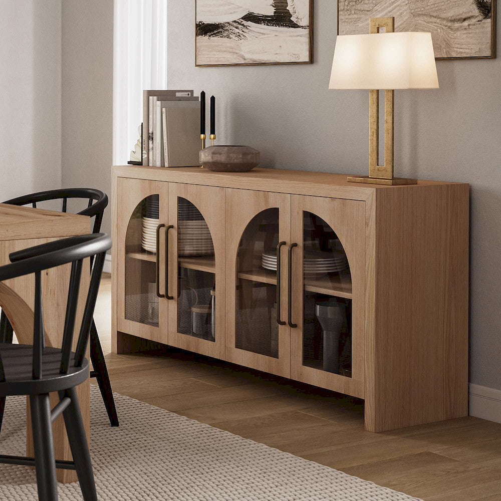 Jofran - Archimedes 60in Curved Arch Four Door Sideboard Storage Cabinet in Oak - 2431-60 view 8