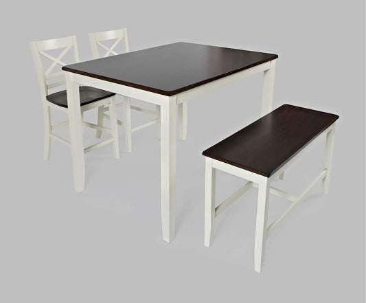 Jofran - Asbury Park Solid Acacia Farmhouse 4-Pack Counter Height Dining Set - Table with 2 Stools and Bench - 1806 view 2