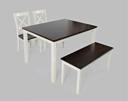 Jofran - Asbury Park Solid Acacia Farmhouse 4-Pack Dining Set - Table with 2 Chairs and Bench - 1805 view 2