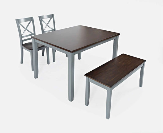 Jofran - Asbury Park Solid Acacia Farmhouse 4-Pack Dining Set - Table with 2 Chairs and Bench - 1815 view 2
