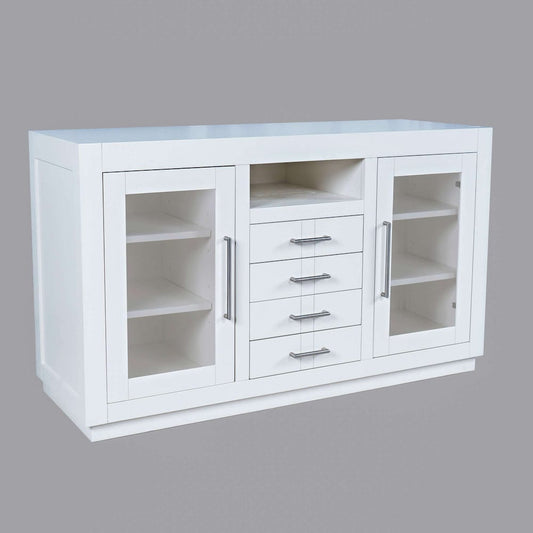 Jofran - Auburn Hills 50in Contemporary Media Console with Tempered Glass Doors, Drawers and Adjustable Shelves in White - 2497-50 view 2