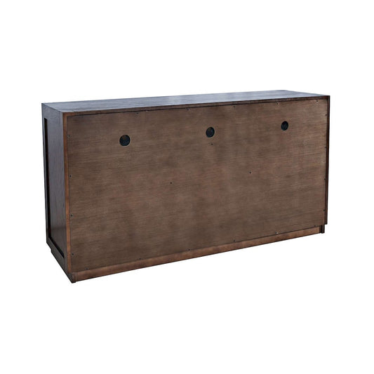 Jofran - Auburn Hills 60in Contemporary Media Console with Tempered Glass Doors, Drawers and Adjustable Shelves in Dark Oak - 2499-60 view 2