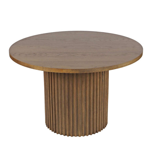 Jofran - Auden 48in Round Mid-Century Modern Fluted Pedestal Base Dining Table in Chestnut - 2421-AUDEN48CSBTKT view 2