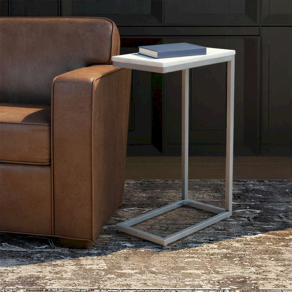 Jofran - Aurora Solid Marble Modern Luxury Glam Accent C-Table (Set of 2) in Chrome - 2330-BIANCO view 9