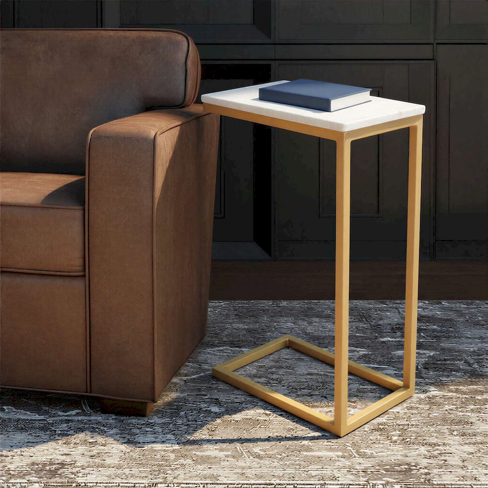 Jofran - Aurora Solid Marble Modern Luxury Glam Accent C-Table (Set of 2) in Gold - 2330-AURORA view 6