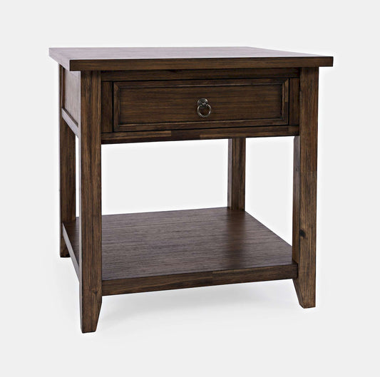 Jofran - Bakersfield End Table with Drawer - Wire Brush Brown - 1900-3 view 2
