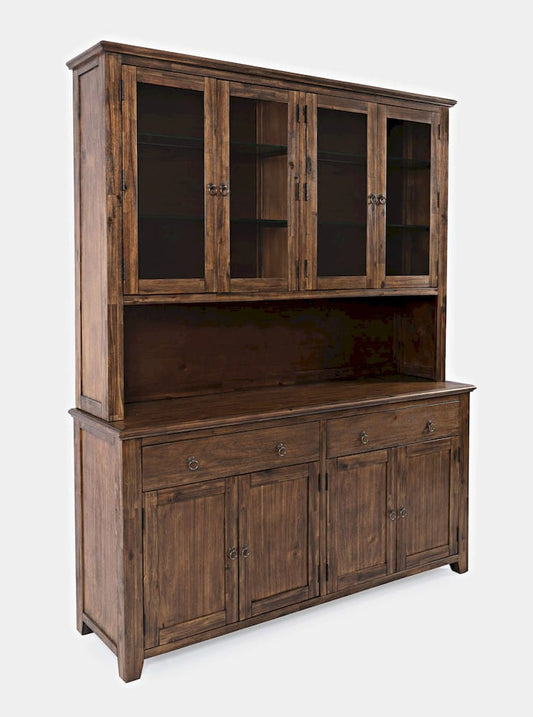 Jofran - Bakersfield Hutch with Light and Four Door Server - Wire Brush Brown - 1901-6465KT view 2