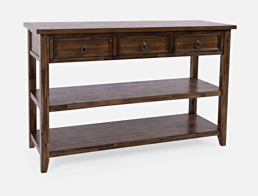 Jofran - Bakersfield Sofa Console Table with Three Drawers - Wire Brush Brown - 1900-4 view 2