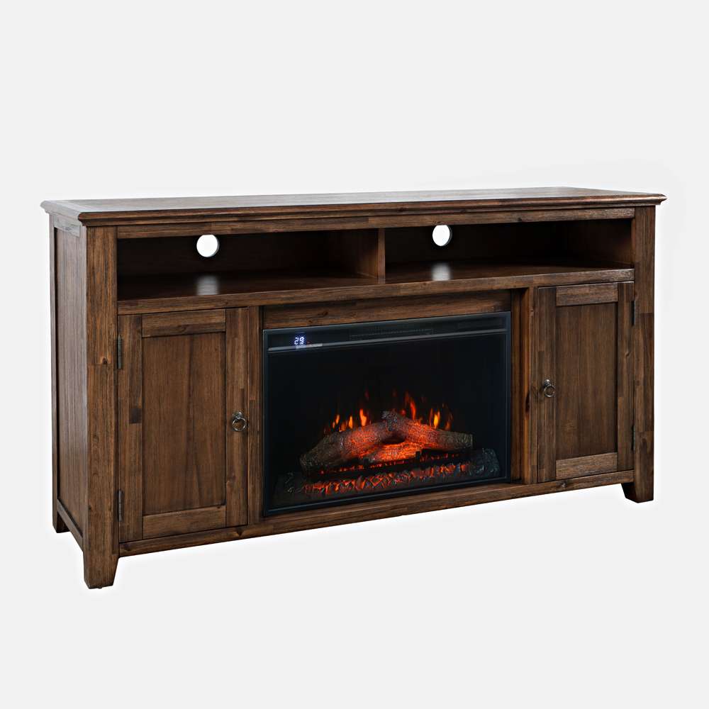 Jofran - Bakersfield Transitional Rustic 60in Storage Console TV Stand with Electric Fireplace, - 1900-FP6032 veiw 3