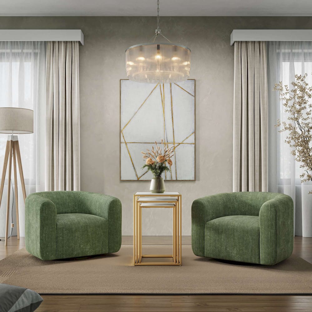 Jofran - Biggs Modern Corduroy Upholstered Curved Barrel Swivel Accent Chair - Forest - BIGGS-SW-FOREST view 8