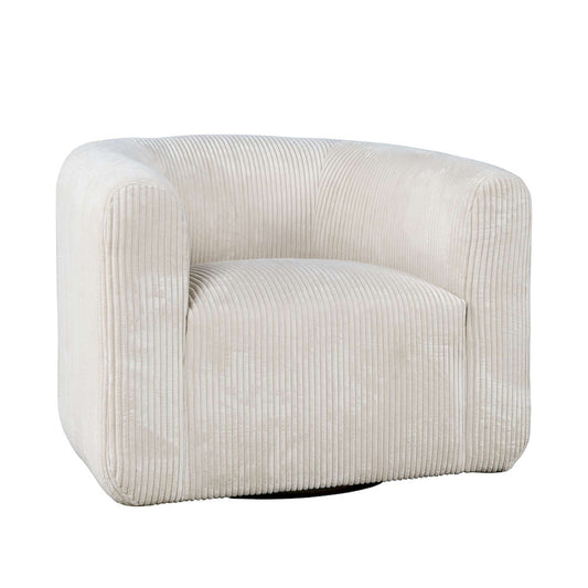 Jofran - Biggs Modern Corduroy Upholstered Curved Barrel Swivel Accent Chair - Natural - BIGGS-SW-NATURAL view 2