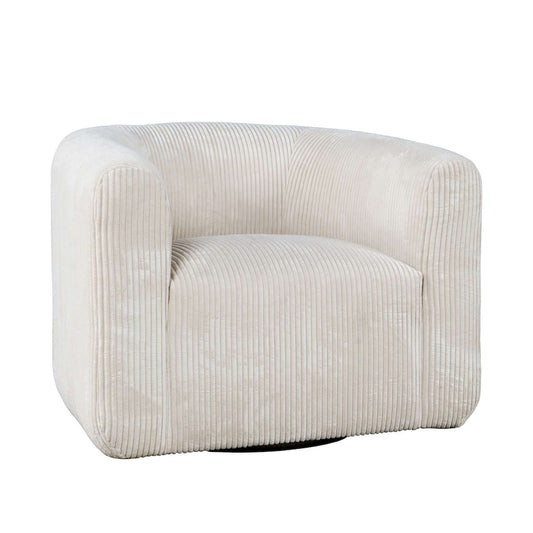 Jofran - Biggs Modern Corduroy Upholstered Curved Barrel Swivel Accent Chair - Natural - BIGGS-SW-NATURAL view 2