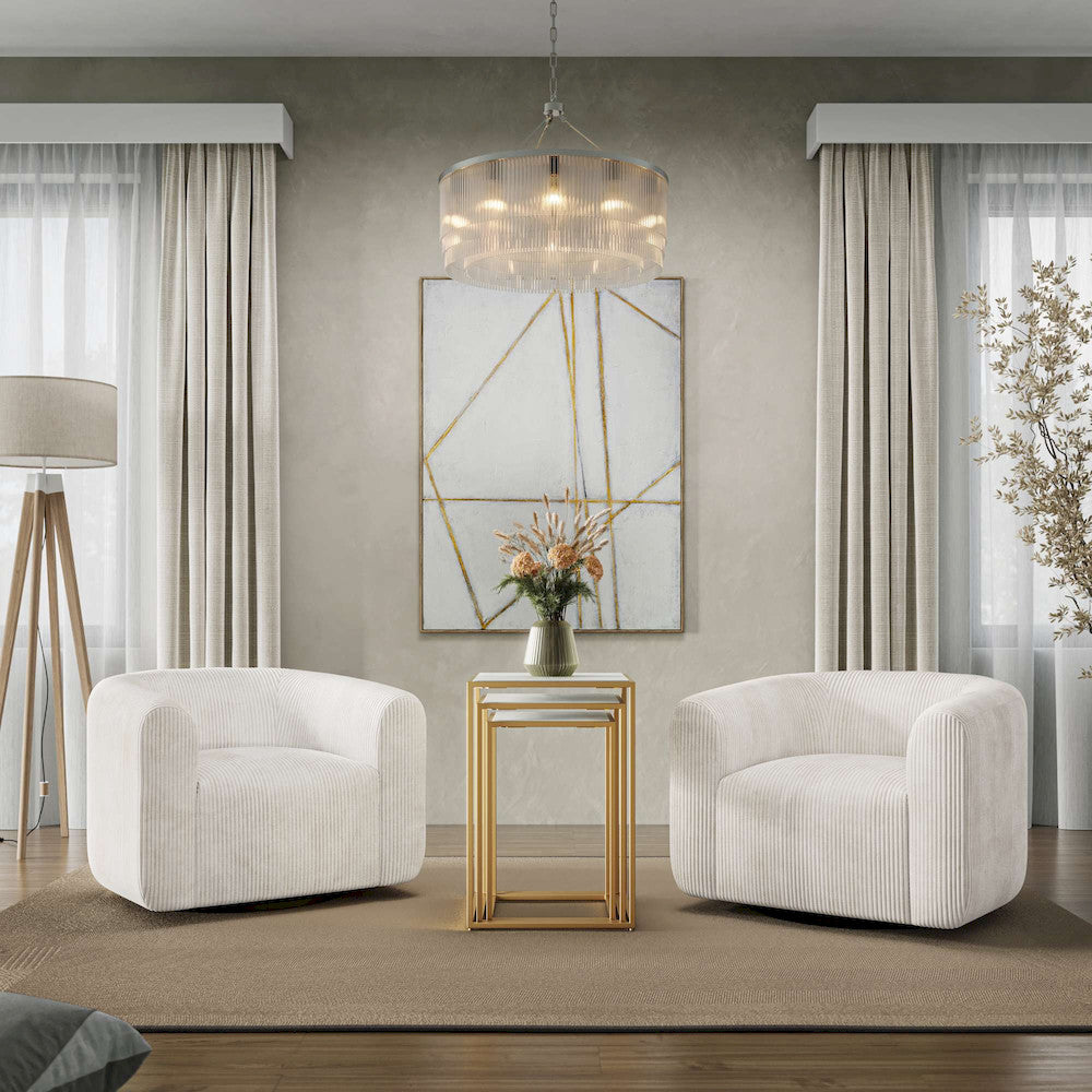 Jofran - Biggs Modern Corduroy Upholstered Curved Barrel Swivel Accent Chair - Natural - BIGGS-SW-NATURAL view 8