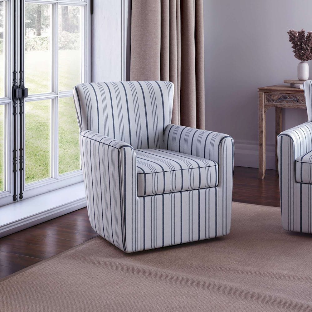 Jofran - Blakely Blue Stripe Contemporary Swivel Accent Chair - BLAKELY-SW-BSTRP view 10
