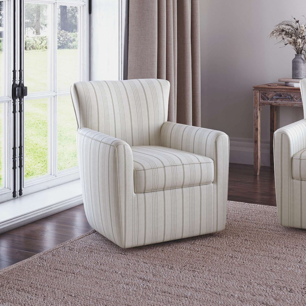 Jofran - Blakely Harper Contemporary Traditional Swivel Accent Chair, Beige Stripe - BLAKELY-SW-BEIGE view 8