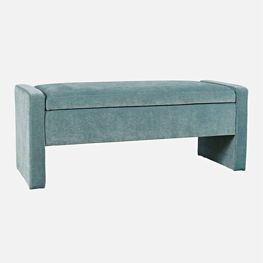 Jofran - Braun 48in Contemporary Upholstered Modern Bedroom Hallway Storage Bench in Blue - BRAUN-BN-BLU view 2
