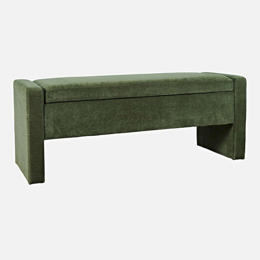 Jofran - Braun 48in Contemporary Upholstered Modern Bedroom Hallway Storage Bench in Forest - BRAUN-BN-FOR view 2