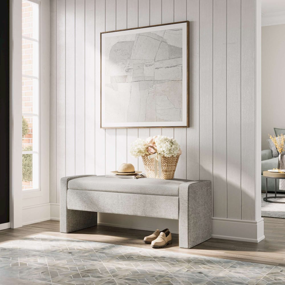 Jofran - Braun 48in Contemporary Upholstered Modern Bedroom Hallway Storage Bench in Grey - BRAUN-BN-GRY view 11