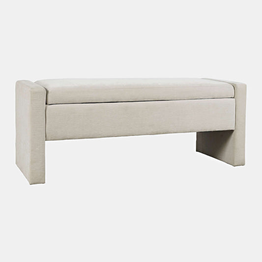 Jofran - Braun 48in Contemporary Upholstered Modern Bedroom Hallway Storage Bench in Natural - BRAUN-BN-NAT view 2