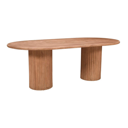 Jofran - Breck Solid Wood 84in Mid-Century Modern Fluted Double Pedestal Dining Table - 2381-84TBKT view 2