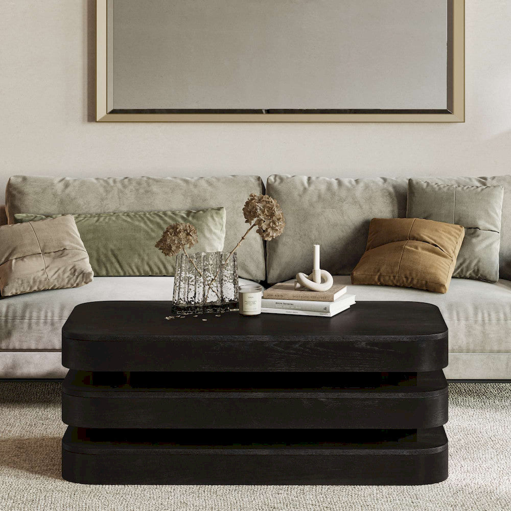 Jofran - Brix Mid-Century Modern Floating Sculpture Layered Coffee Table with Caster Wheels - 2370-1ESP view 8