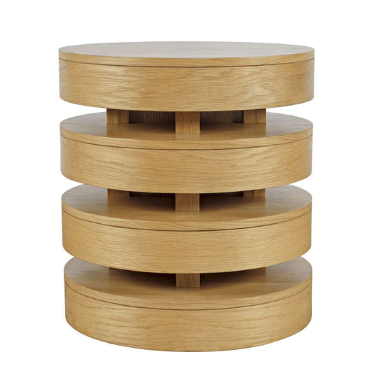 Jofran - Brix Mid-Century Modern Floating Sculpture Layered Round End Table - 2370-6OAK view 2