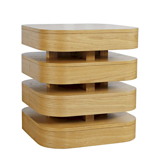 Jofran - Brix Mid-Century Modern Floating Sculpture Layered Square End Table - 2370-3OAK view 2