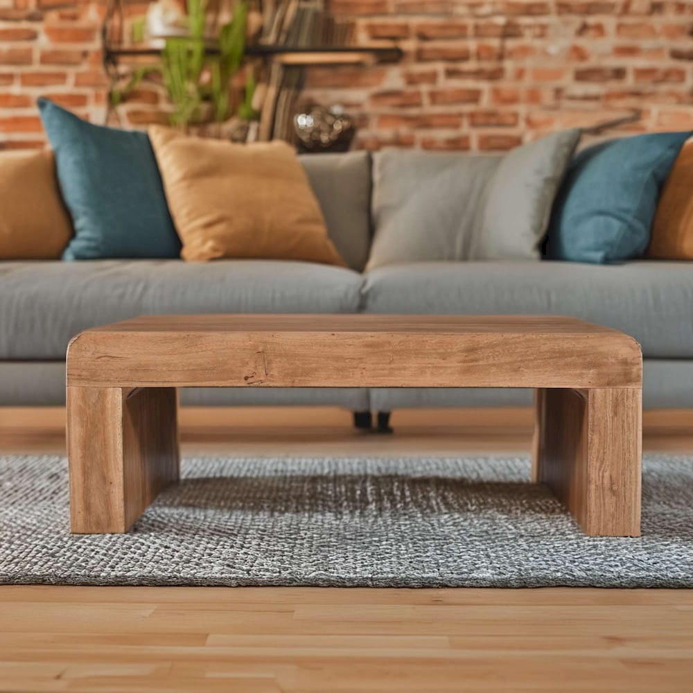 Jofran - Brooklyn 50in Mid-Century Modern Solid Wood Waterfall Curved Coffee Table - 2468-1 view 6