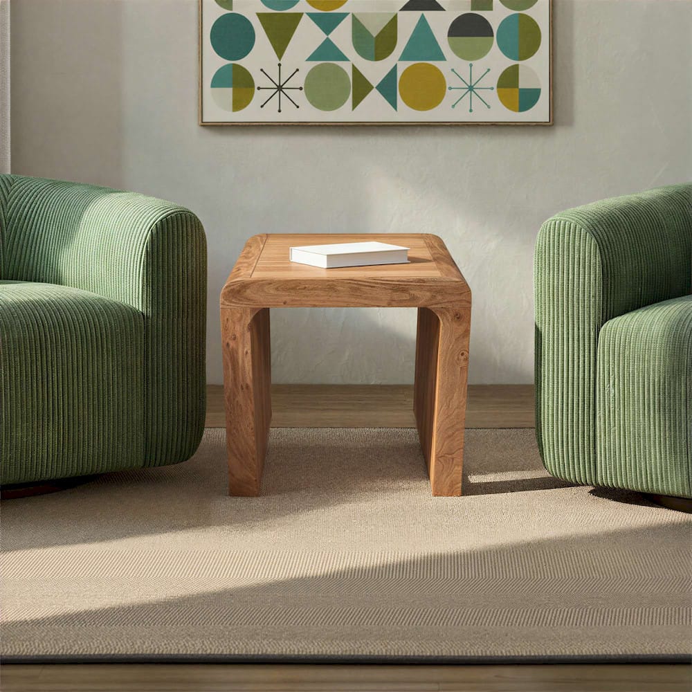 Jofran - Brooklyn Mid-Century Modern Solid Wood Square Waterfall Curved End Table - 2468-3 view 6