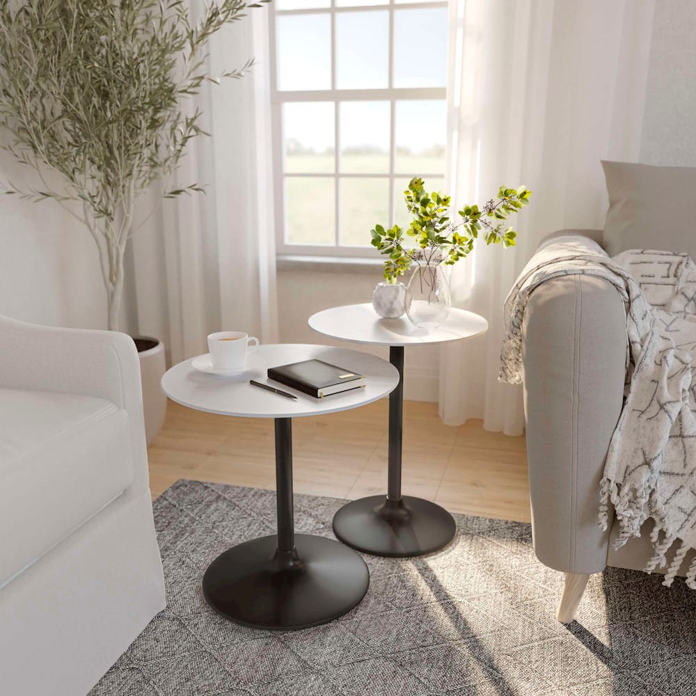 Jofran - Camille Solid Marble and Iron Modern Luxury Accent Tables (Set of 2) White and Gunmetal - 1730-222GM view 11