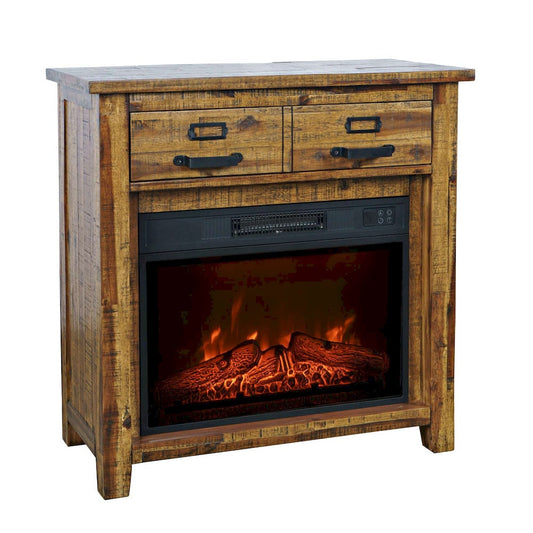 Jofran - Cannon Valley Industrial Modern 32in Electric Fireplace Console TV Stand in Distressed Brown - 1510-FP32 view 2
