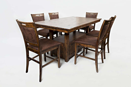 Jofran - Cannon Valley Rustic Industrial Brown 72in Table 6 Upholstered Counter Stools - 1511-72C-7U view 2