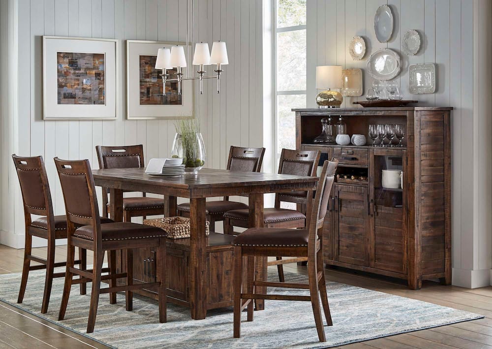 Jofran - Cannon Valley Rustic Industrial Brown 72in Table 6 Upholstered Counter Stools - 1511-72C-7U view 11