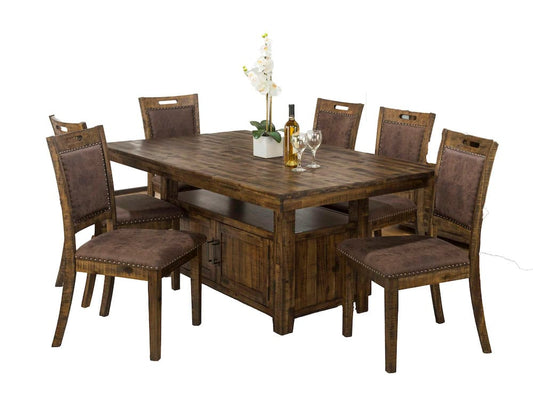 Jofran - Cannon Valley Rustic Industrial Brown 72in Table 6 Upholstered Dining Chairs - 1511-72D-7U view 2
