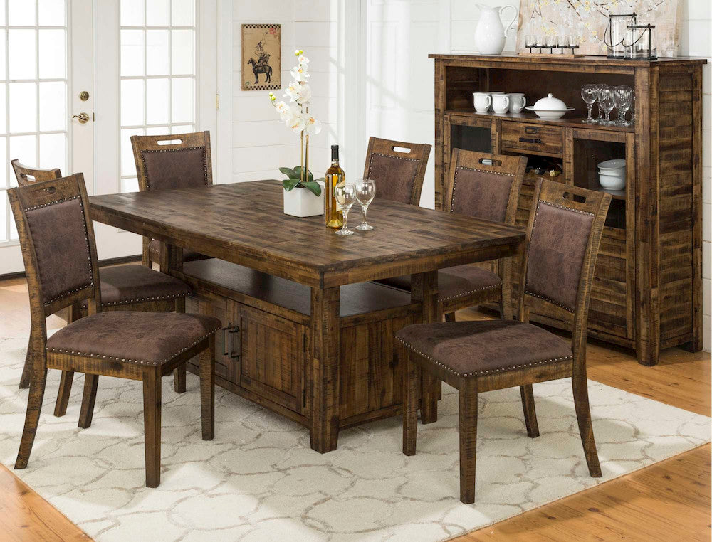 Jofran - Cannon Valley Rustic Industrial Brown 72in Table 6 Upholstered Dining Chairs - 1511-72D-7U view 9
