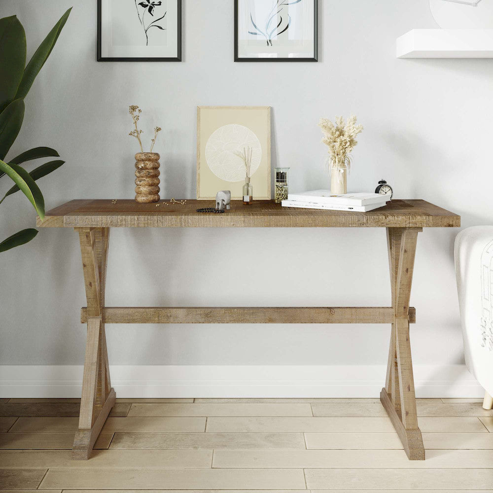 Jofran - Carlyle Crossing Distressed Pine Sofa Console Table - Distressed Light Brown - 1920-4 view 9