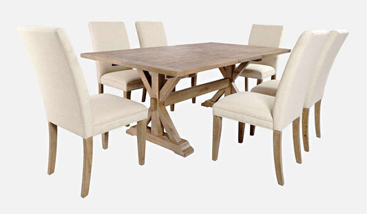 Jofran - Carlyle Crossing Solid Pine 78in Seven-Piece Dining Set with Upholstered Chairs - 1921-78D-7U view 2