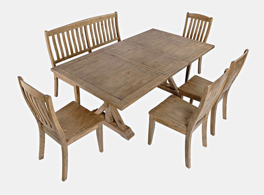 Jofran - Carlyle Crossing Solid Pine 78in Six-Piece Dining Set with Bench and Slat Chairs - 1921-78D-6S view 2