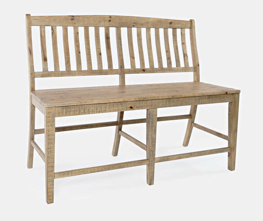 Jofran - Carlyle Crossing Solid Pine Slatback Counter Height Bench - Distressed Light Brown - 1921-BS54KD view 2