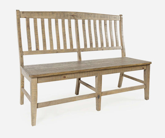 Jofran - Carlyle Crossing Solid Pine Slatback Dining Bench - Distressed Light Brown - 1921-54KD view 2