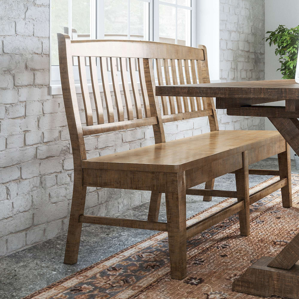 Jofran - Carlyle Crossing Solid Pine Slatback Dining Bench - Distressed Light Brown - 1921-54KD view 7