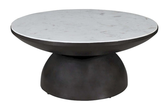 Jofran - Circularity Modern Luxury Marble and Iron 35in Round Pedestal Coffee Table, White and Gunmetal - 2220-2 view 2