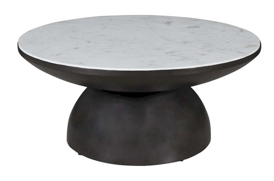 Jofran - Circularity Modern Luxury Marble and Iron 35in Round Pedestal Coffee Table, White and Gunmetal - 2220-2 view 2