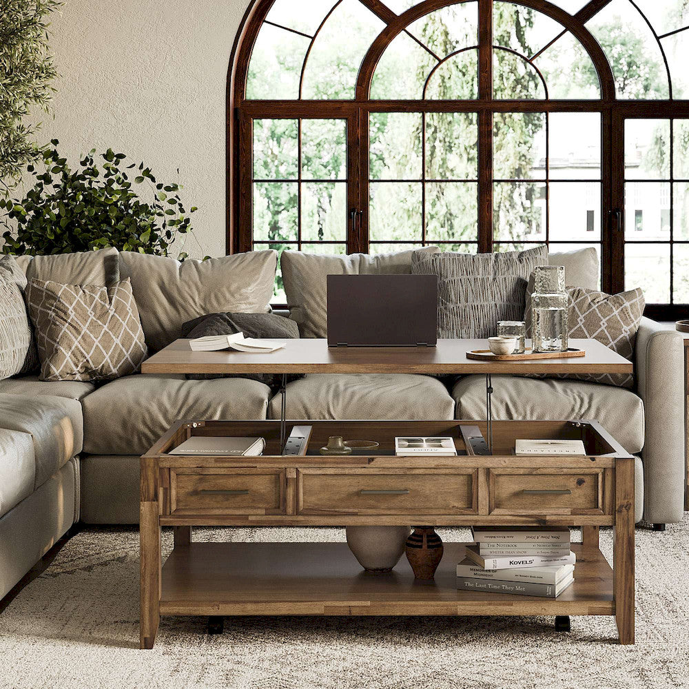 Jofran - Claremont Transitional Rustic Wood Lift-Top Coffee Table with Wheels - 2400-1 view 10