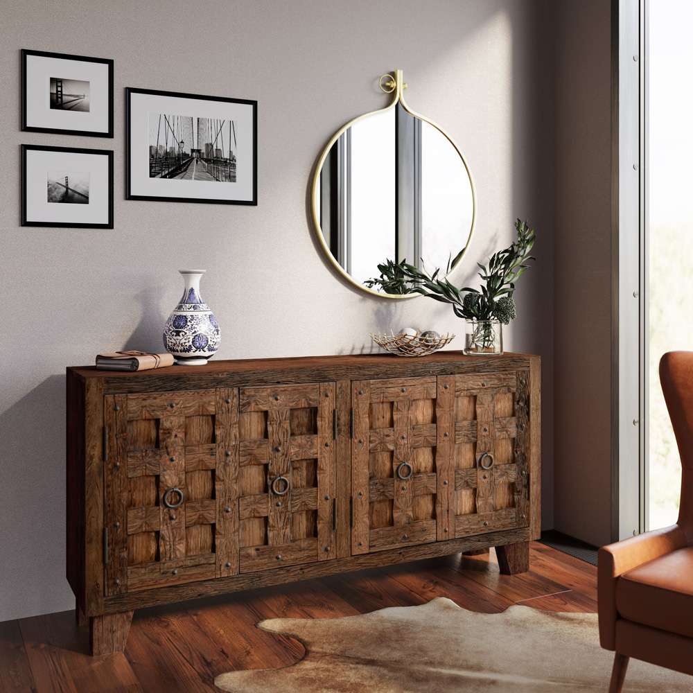 Jofran - Colton 71in Reclaimed Solid Wood Four Door Accent Storage Cabinet Sideboard - 2385-72 veiw 4