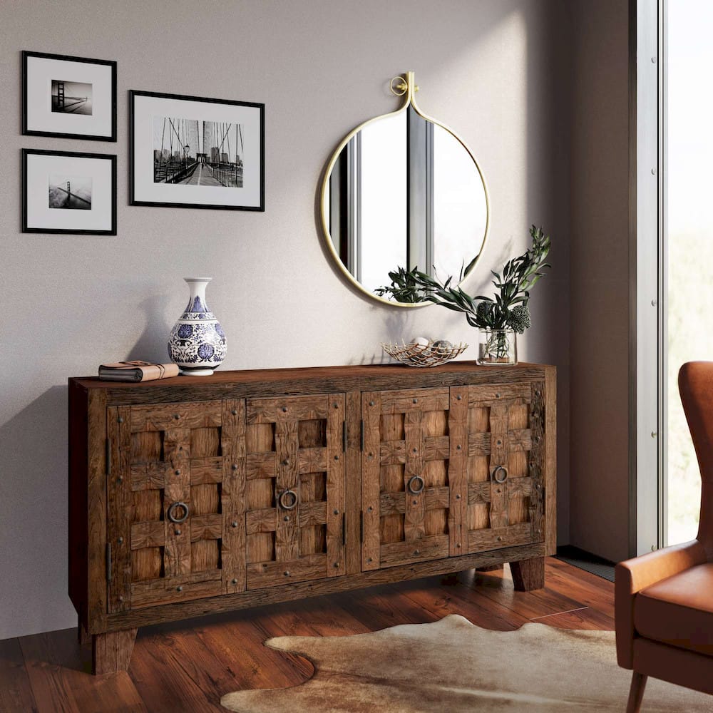 Jofran - Colton 71in Reclaimed Solid Wood Four Door Accent Storage Cabinet Sideboard - 2385-72 view 12