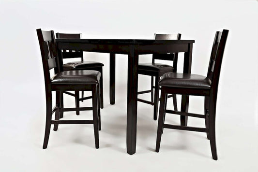 Jofran - Dark Rustic Prairie Counter Height Table and Four Faux Leather Stools - 923 view 2